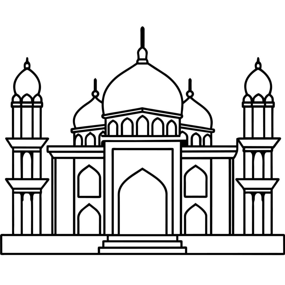 Mosque outline illustration digital coloring book page line art drawing vector