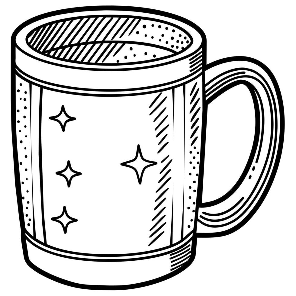 Mug outline illustration digital coloring book page line art drawing vector