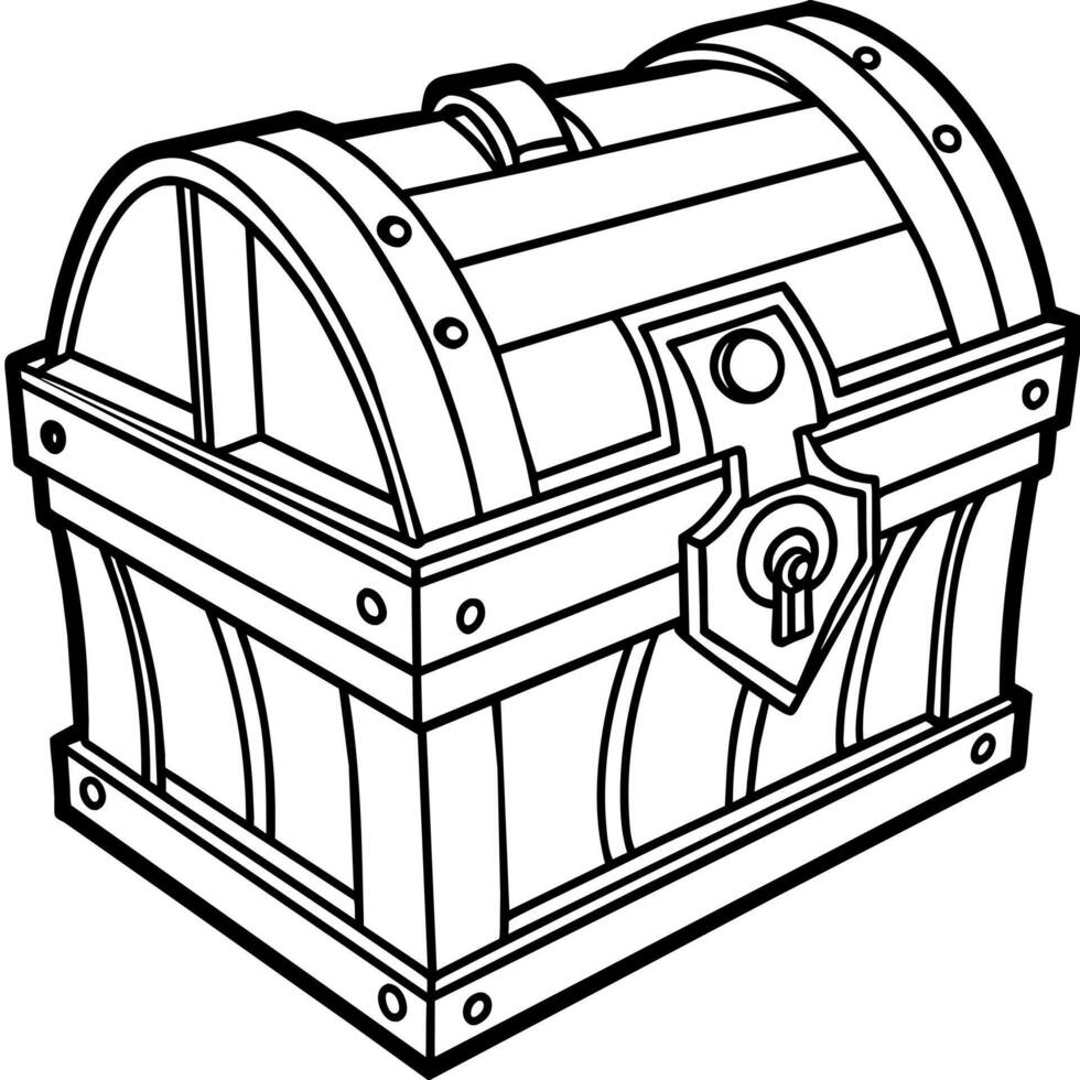 Treasure Chest outline illustration digital coloring book page line art drawing vector