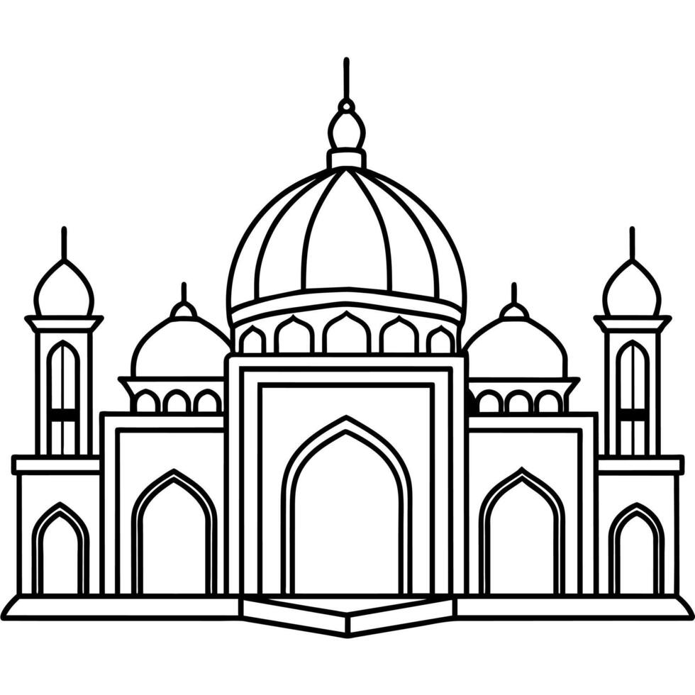 Mosque outline illustration digital coloring book page line art drawing vector