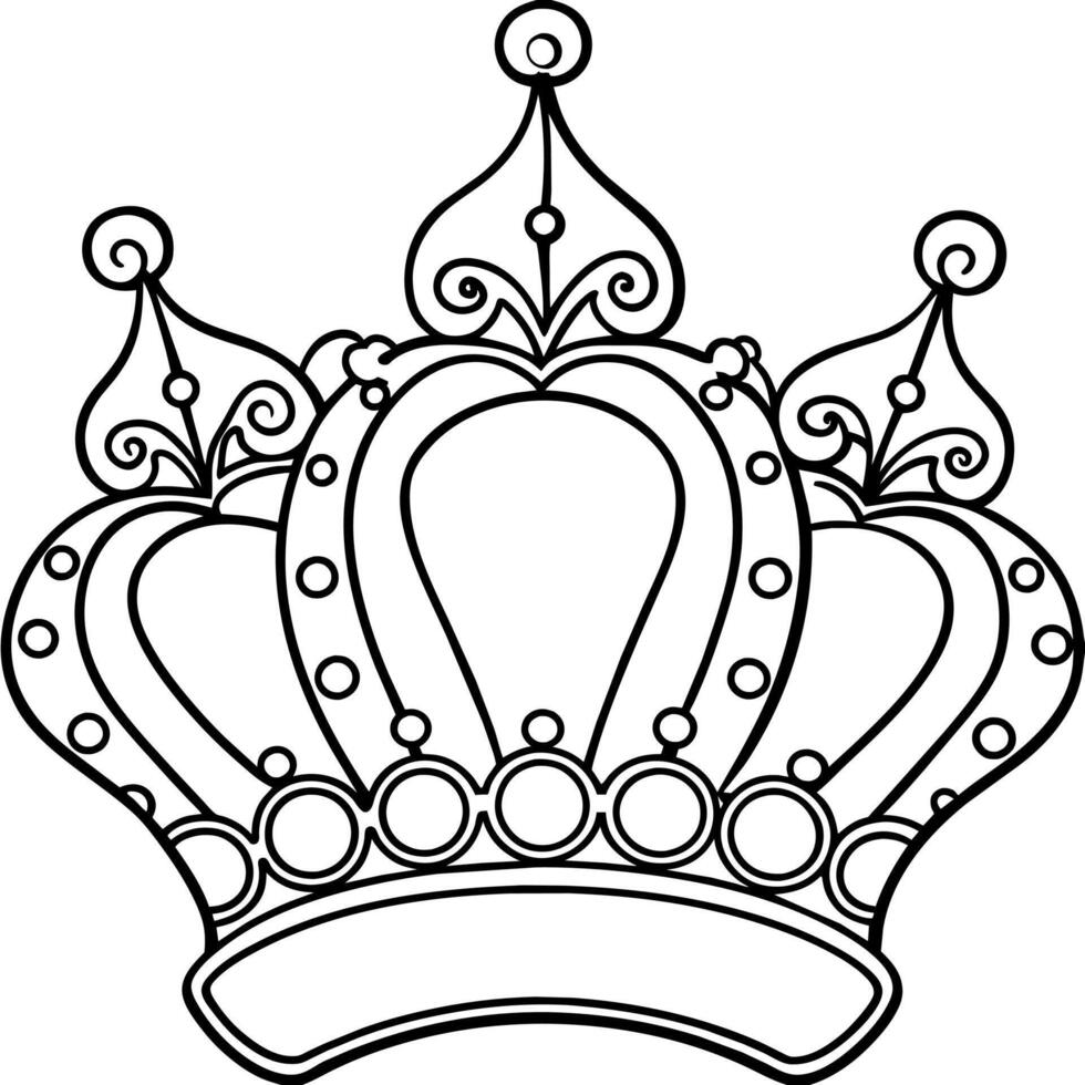 Princess Crown outline illustration digital coloring book page line art drawing vector