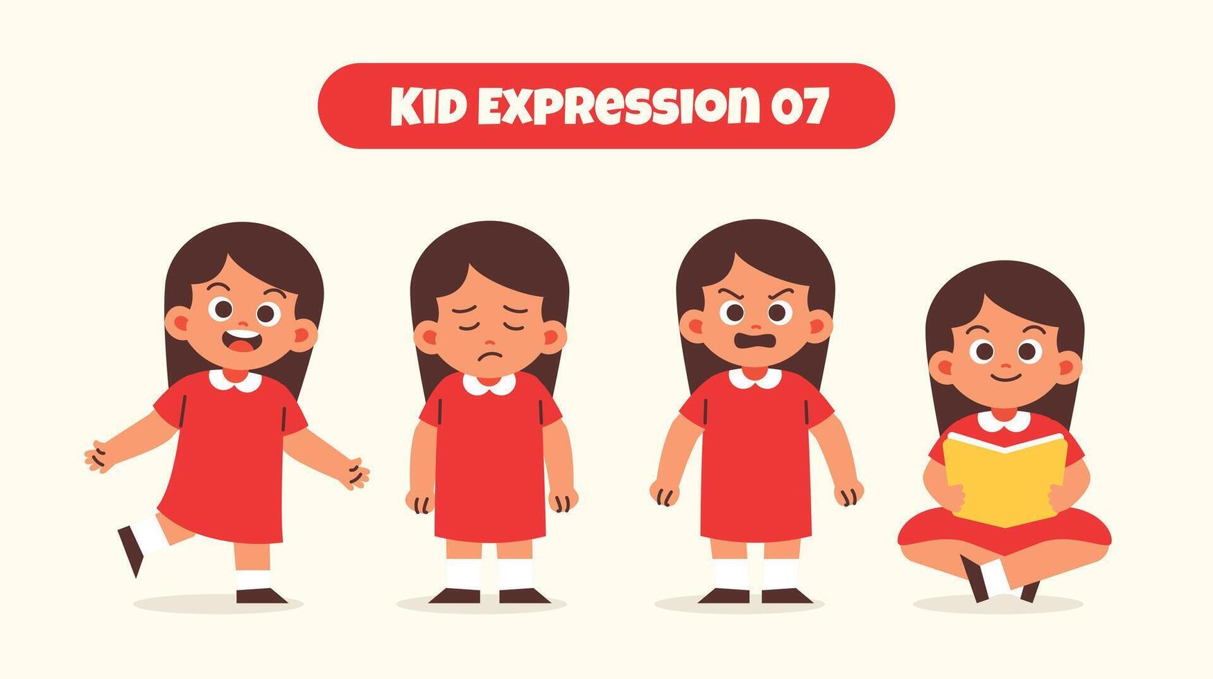 Girl Kid in Various Expressions and Gesture vector