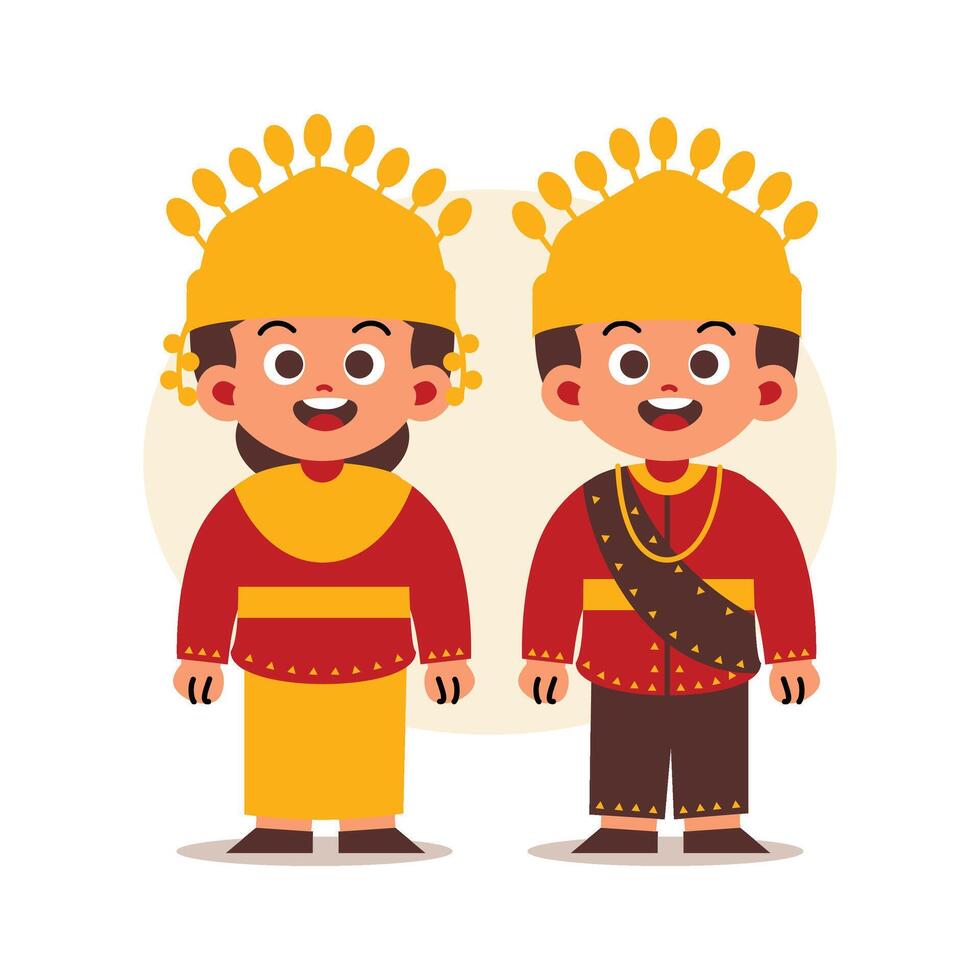 Couple Wear Indonesian Traditional Clothes of Bangka Belitung vector