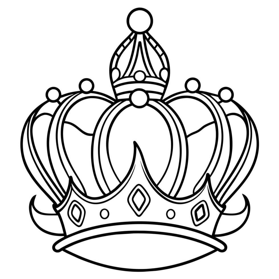 Princess Crown outline illustration digital coloring book page line art drawing vector