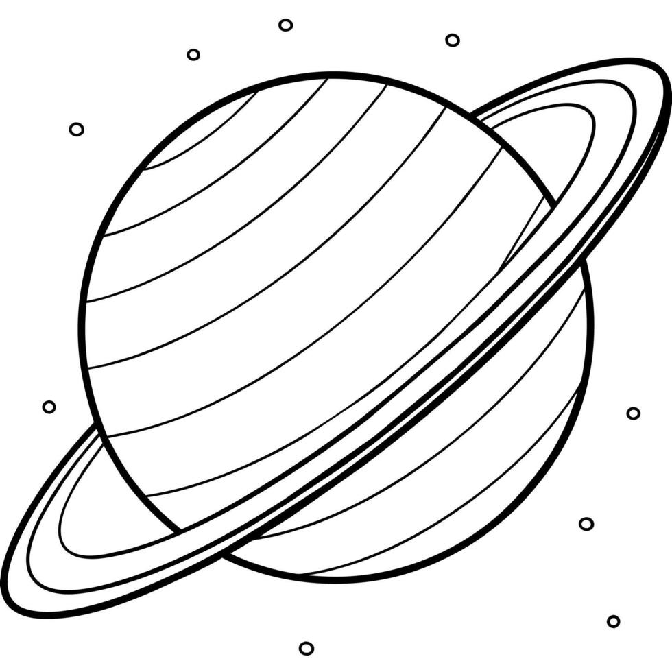 Saturn Planet outline illustration digital coloring book page line art drawing vector