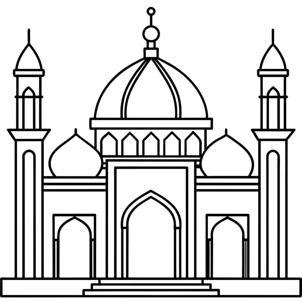 Mosque outline illustration digital coloring book page line art drawing vector