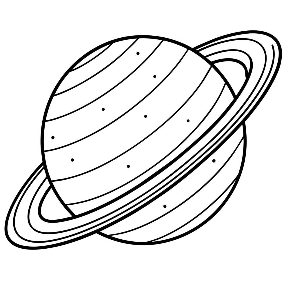 Saturn Planet outline illustration digital coloring book page line art drawing vector