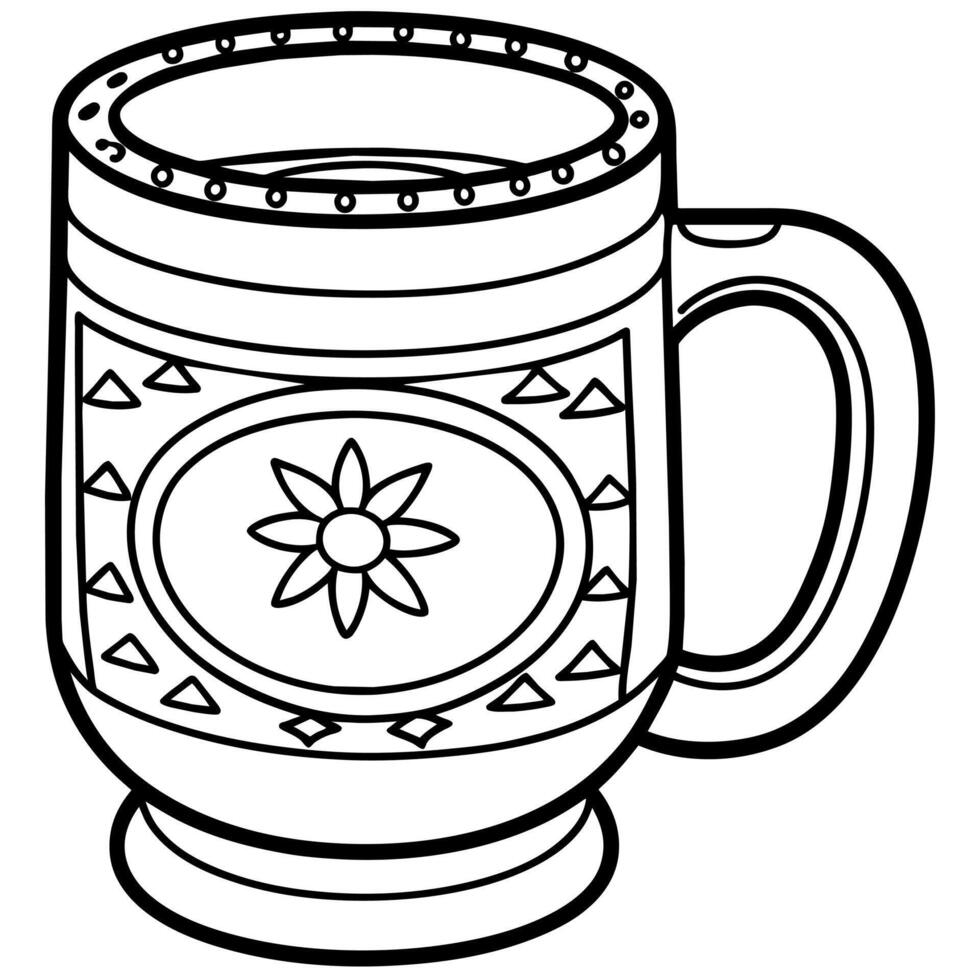 Mug outline illustration digital coloring book page line art drawing vector