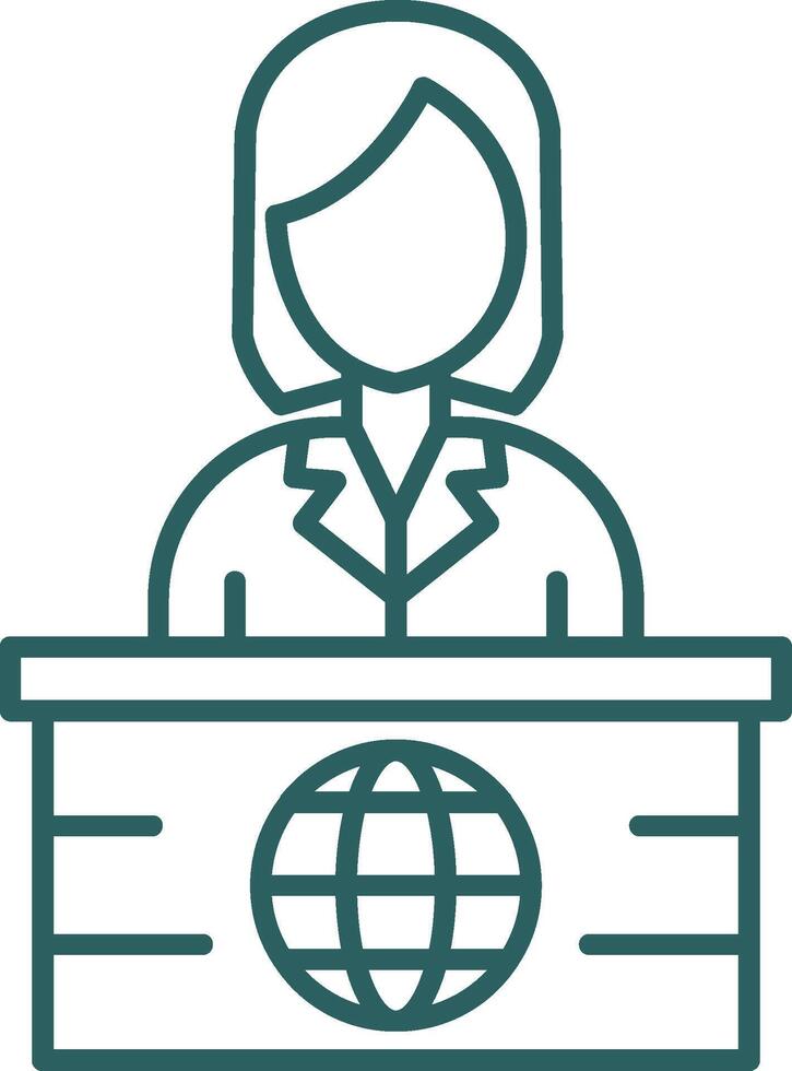 News Anchor Line Gradient Round Corner Icon vector