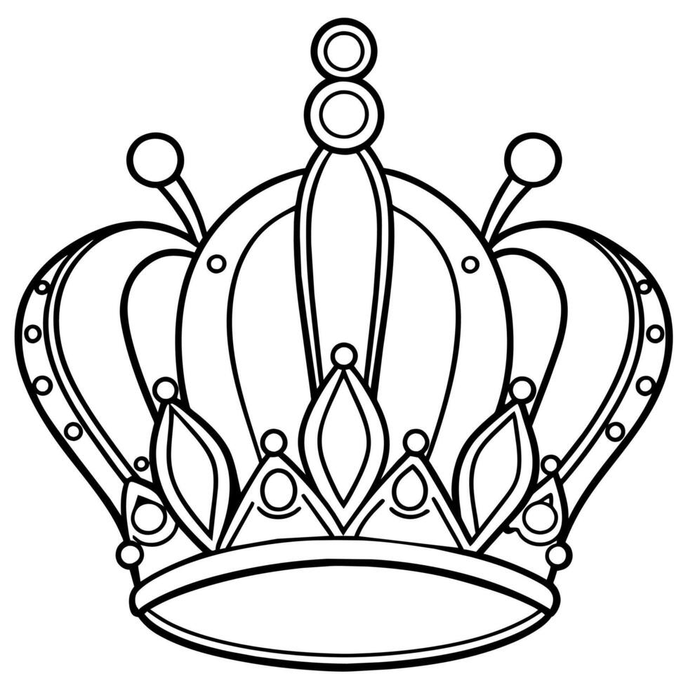 Princess Crown outline illustration digital coloring book page line art drawing vector