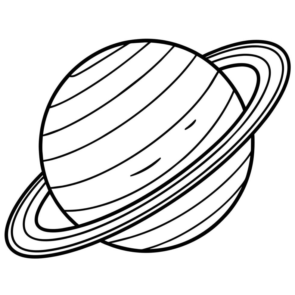 Saturn Planet outline illustration digital coloring book page line art drawing vector