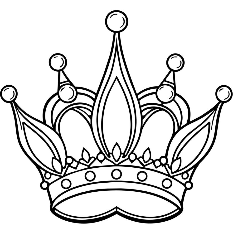Princess Crown outline illustration digital coloring book page line art drawing vector