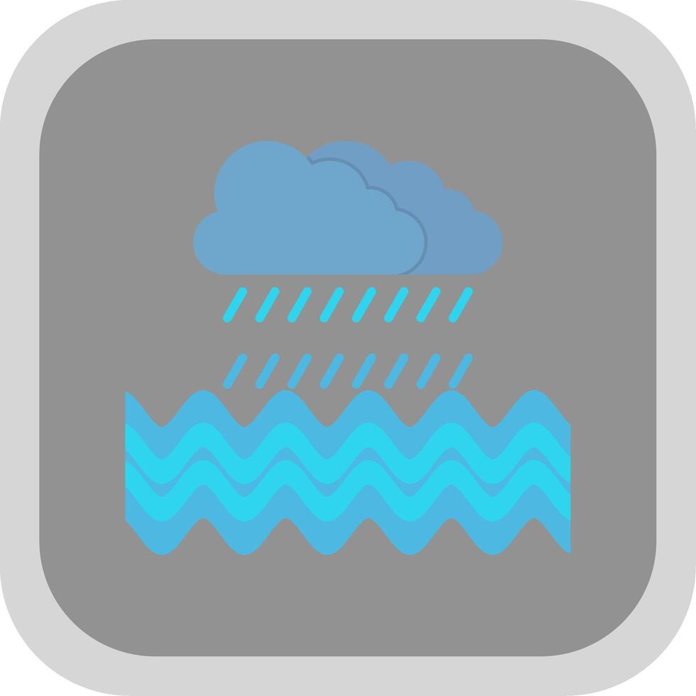 Rain Flat Round Corner Icon vector