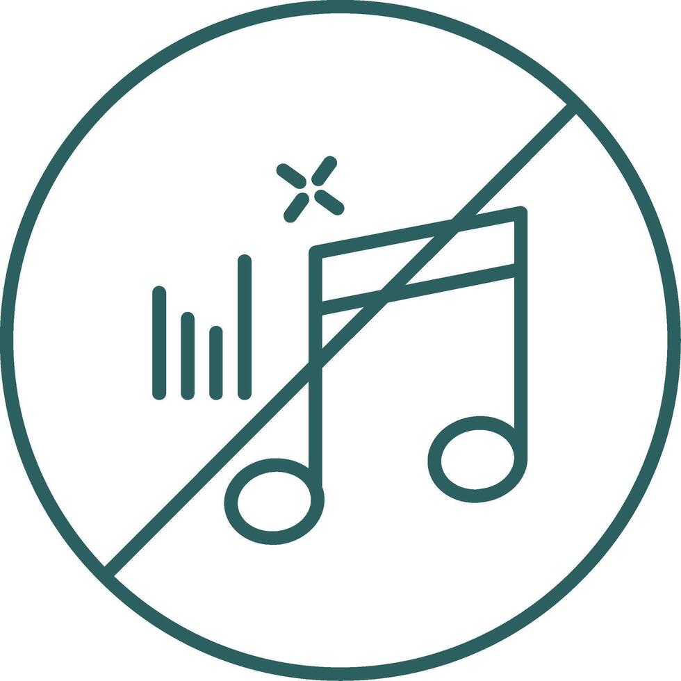No Music Line Gradient Round Corner Icon vector