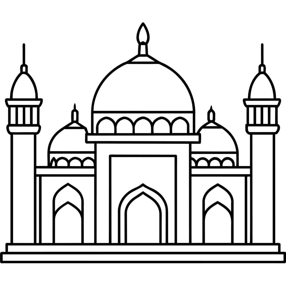 Mosque outline illustration digital coloring book page line art drawing vector