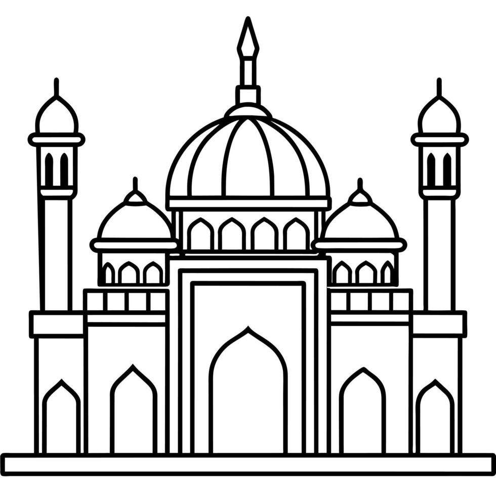 Mosque outline illustration digital coloring book page line art drawing vector