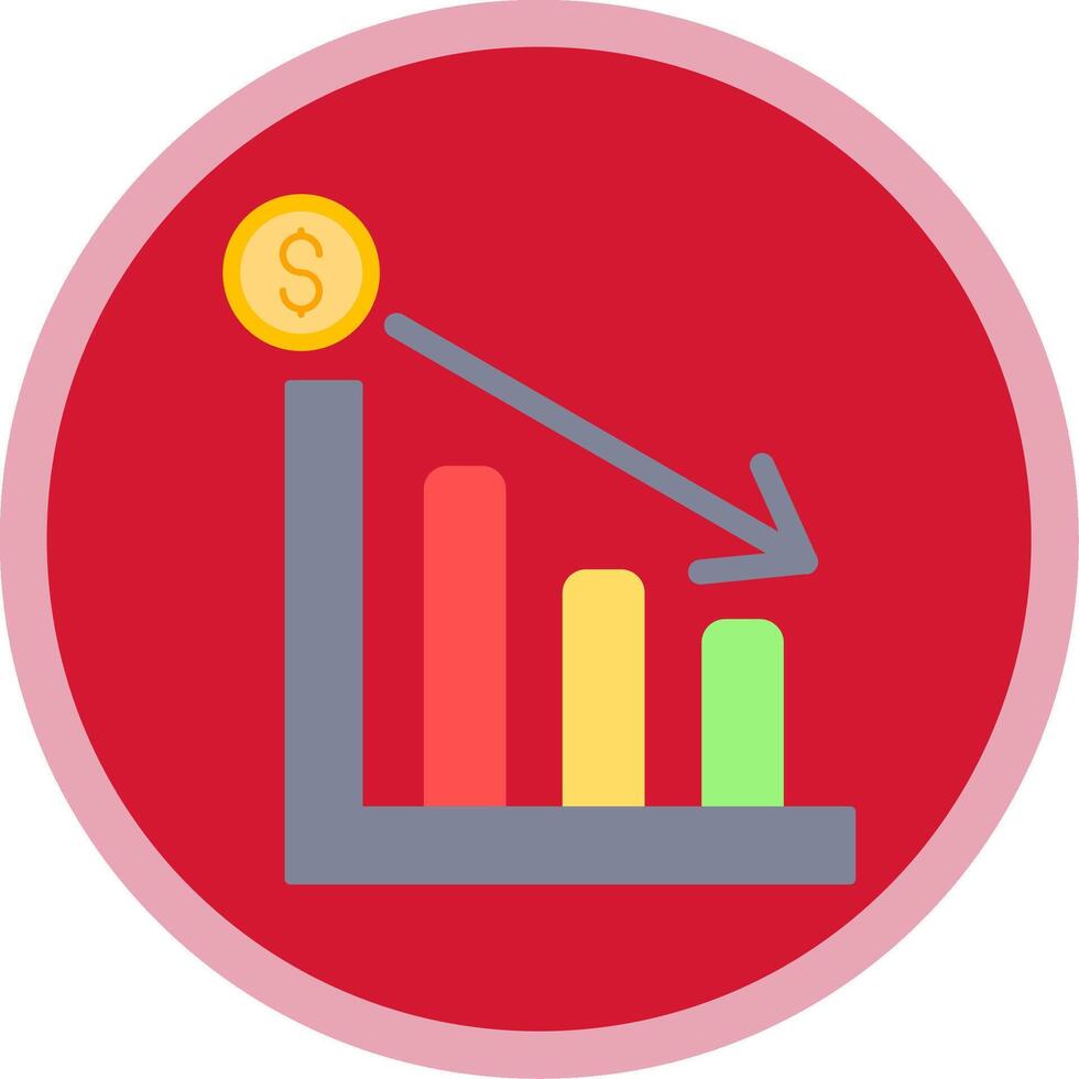 Line chart Flat Multi Circle Icon vector