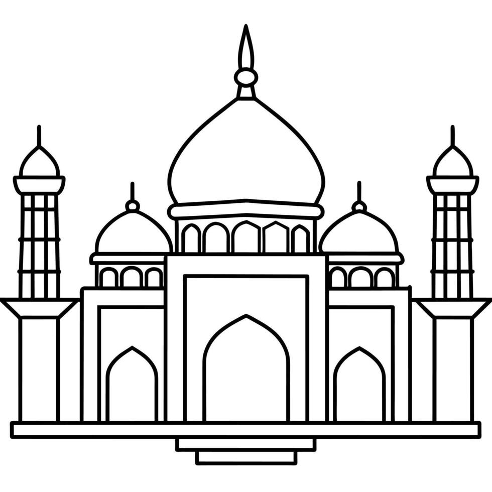 Mosque outline illustration digital coloring book page line art drawing vector