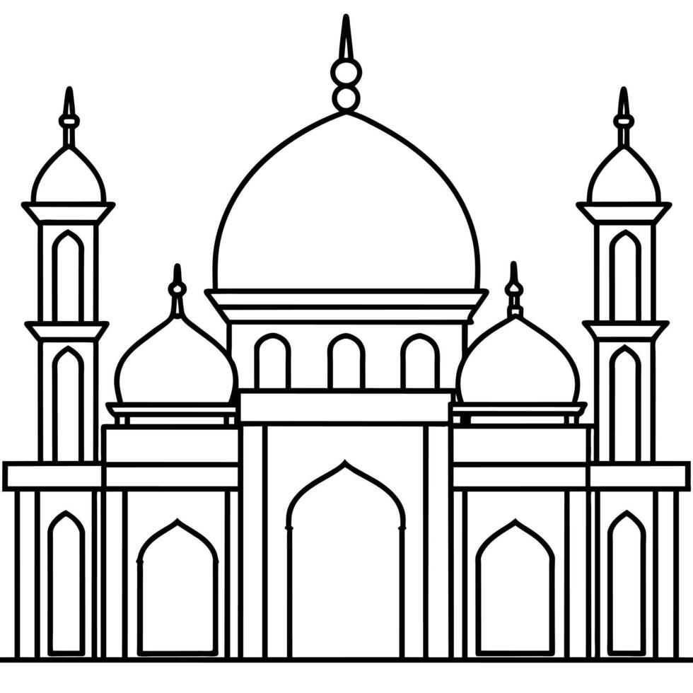 Mosque outline illustration digital coloring book page line art drawing vector