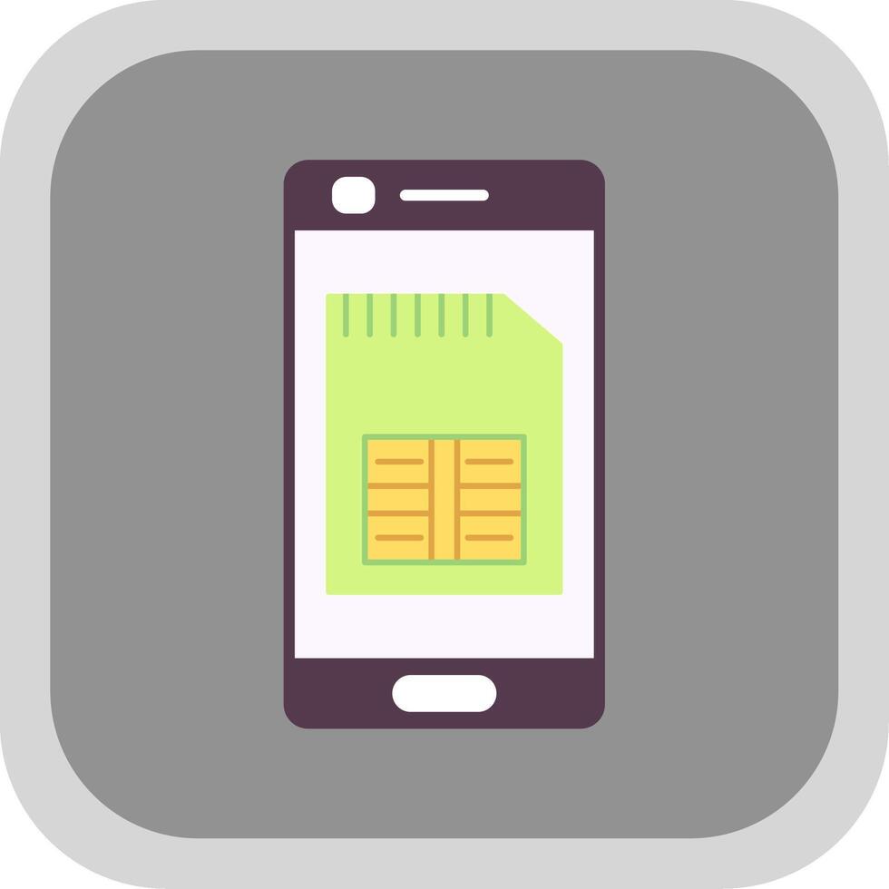 Phone Sim Card Flat Round Corner Icon vector