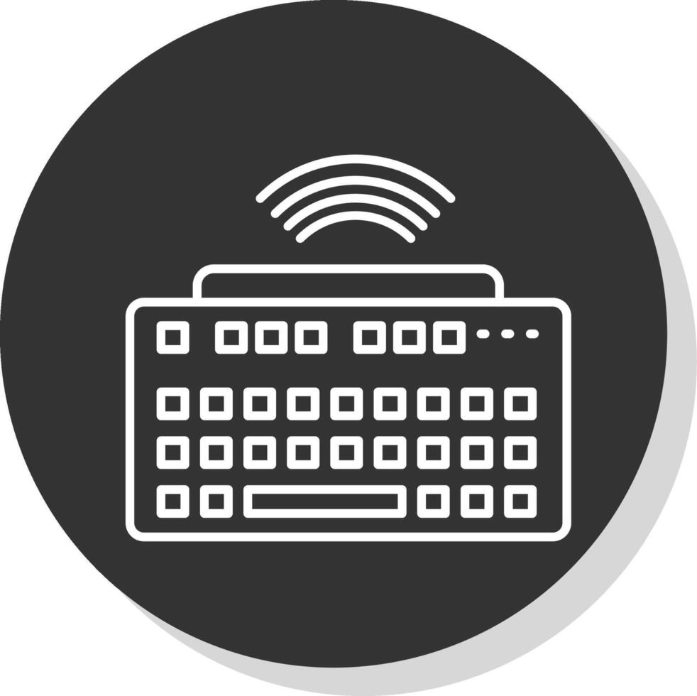 Wireless Keyboard Line Grey Circle Icon vector