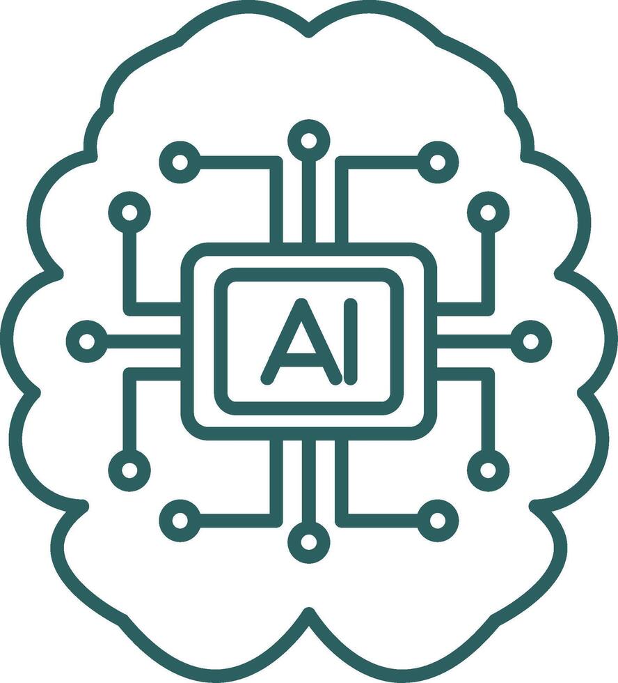 Artificial Intelligence Line Gradient Round Corner Icon vector