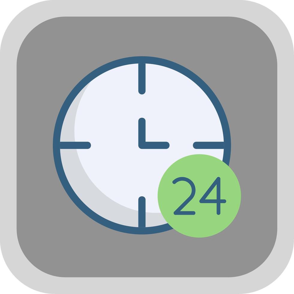 24 Hours Flat Round Corner Icon vector