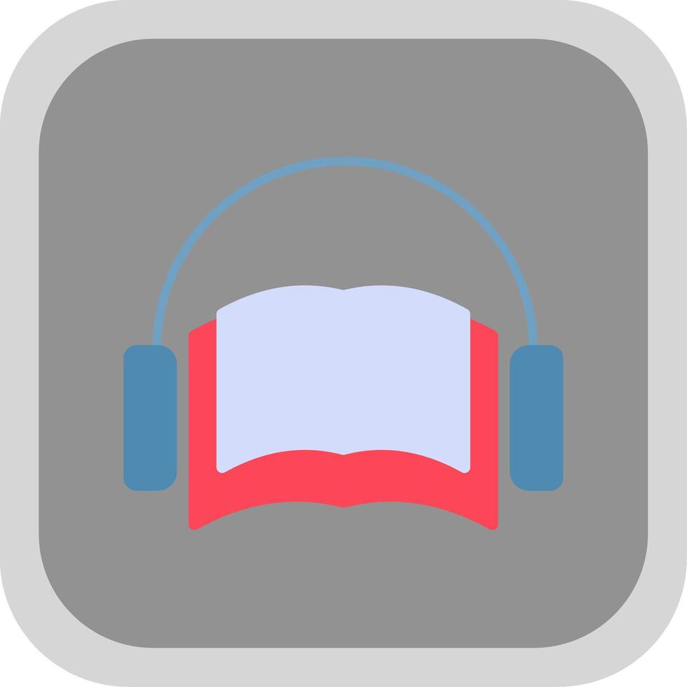 Audio Book Flat Round Corner Icon vector