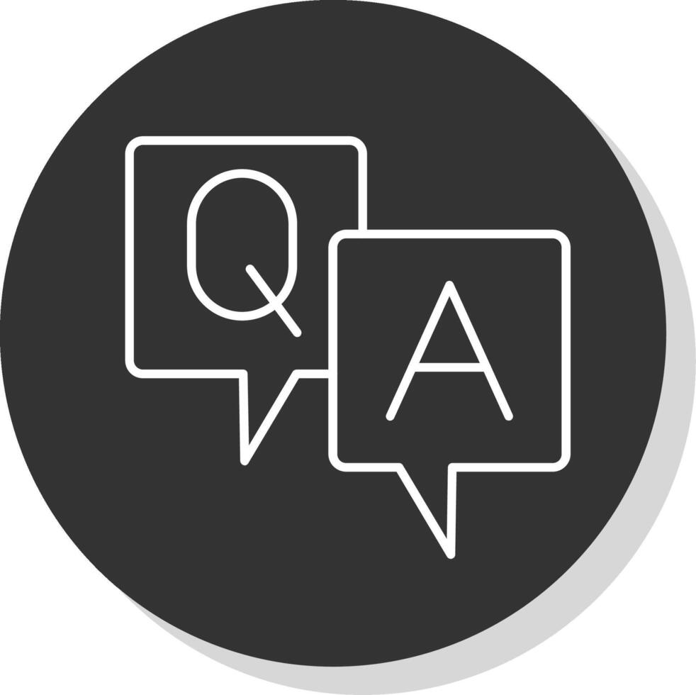 Question And Answer Line Grey Circle Icon vector