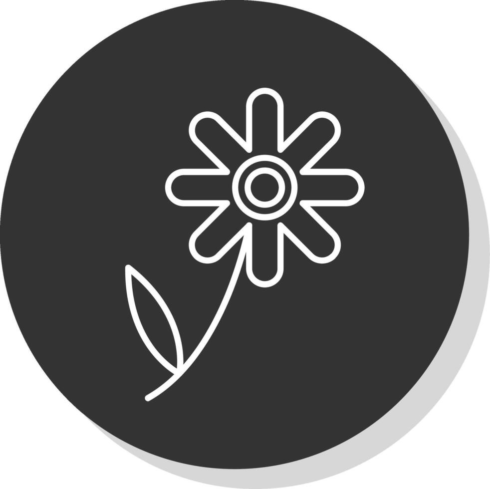 Chamomile Line Grey Circle Icon vector