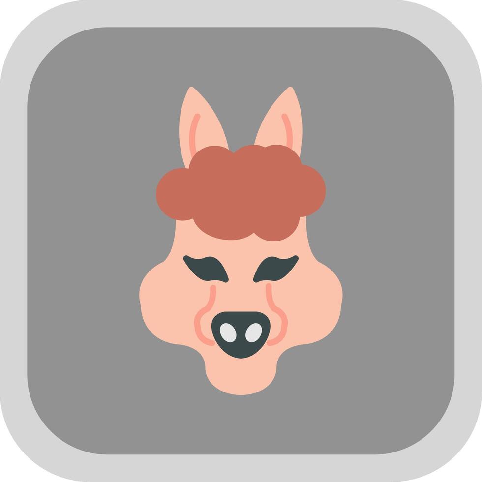 Alpaca Flat Round Corner Icon vector