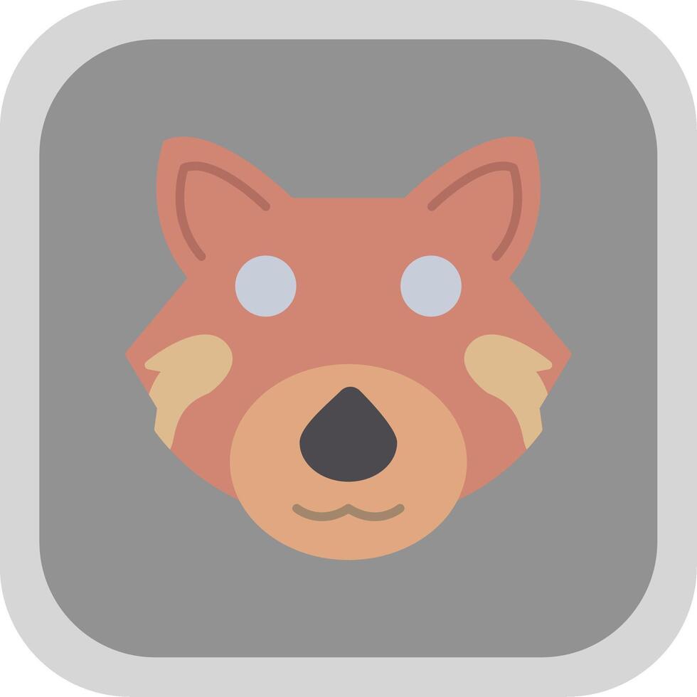Red Panda Flat Round Corner Icon vector