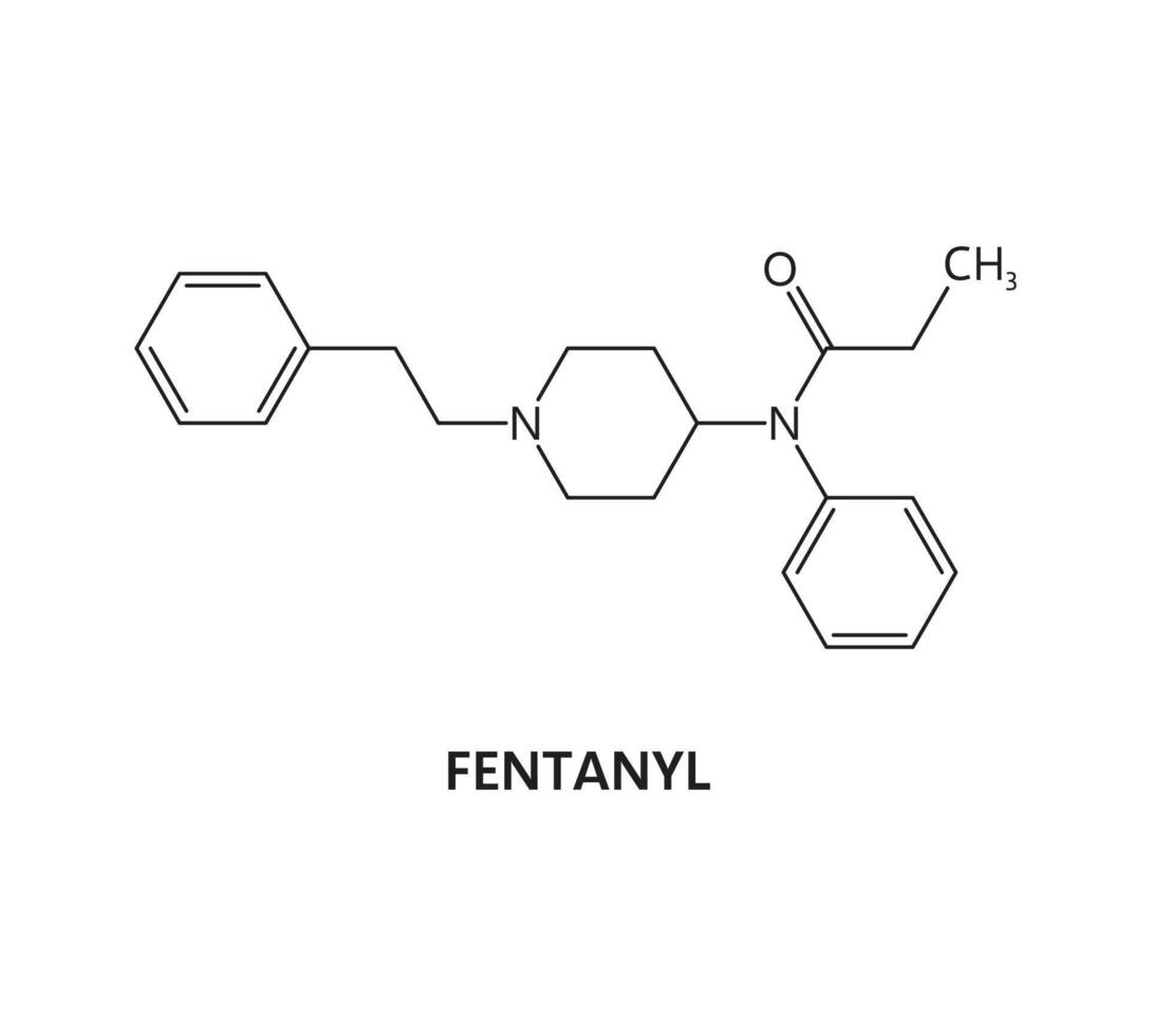 Fentanyl synthetic drug molecule structure formula vector