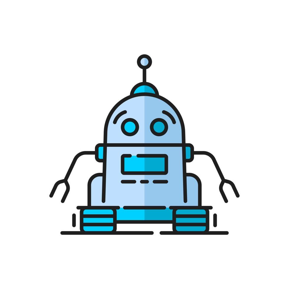 virtual bot, futurista droide o retro robot icono vector