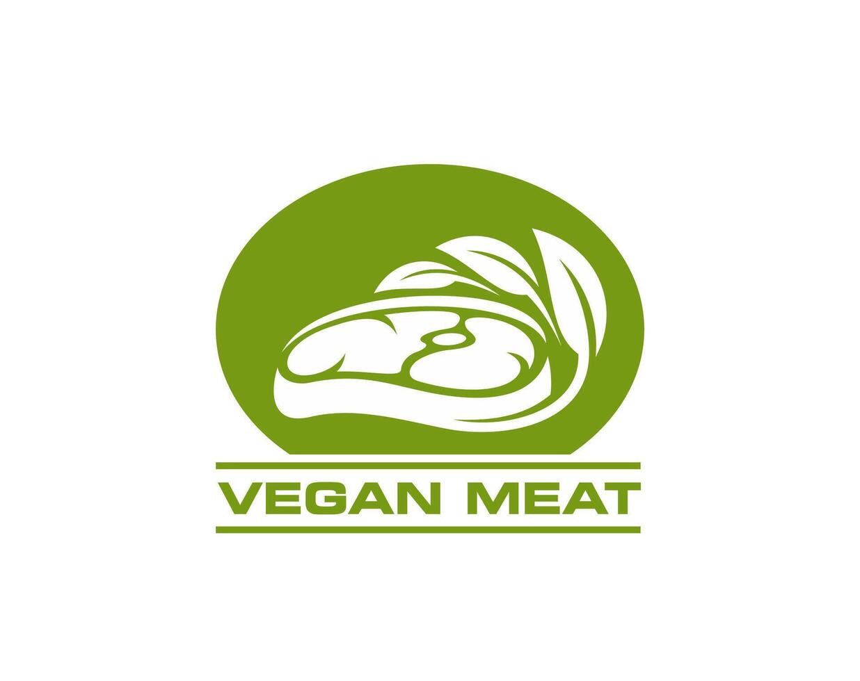 Vegan meat steak icon, vegetable beef, green leaf vector