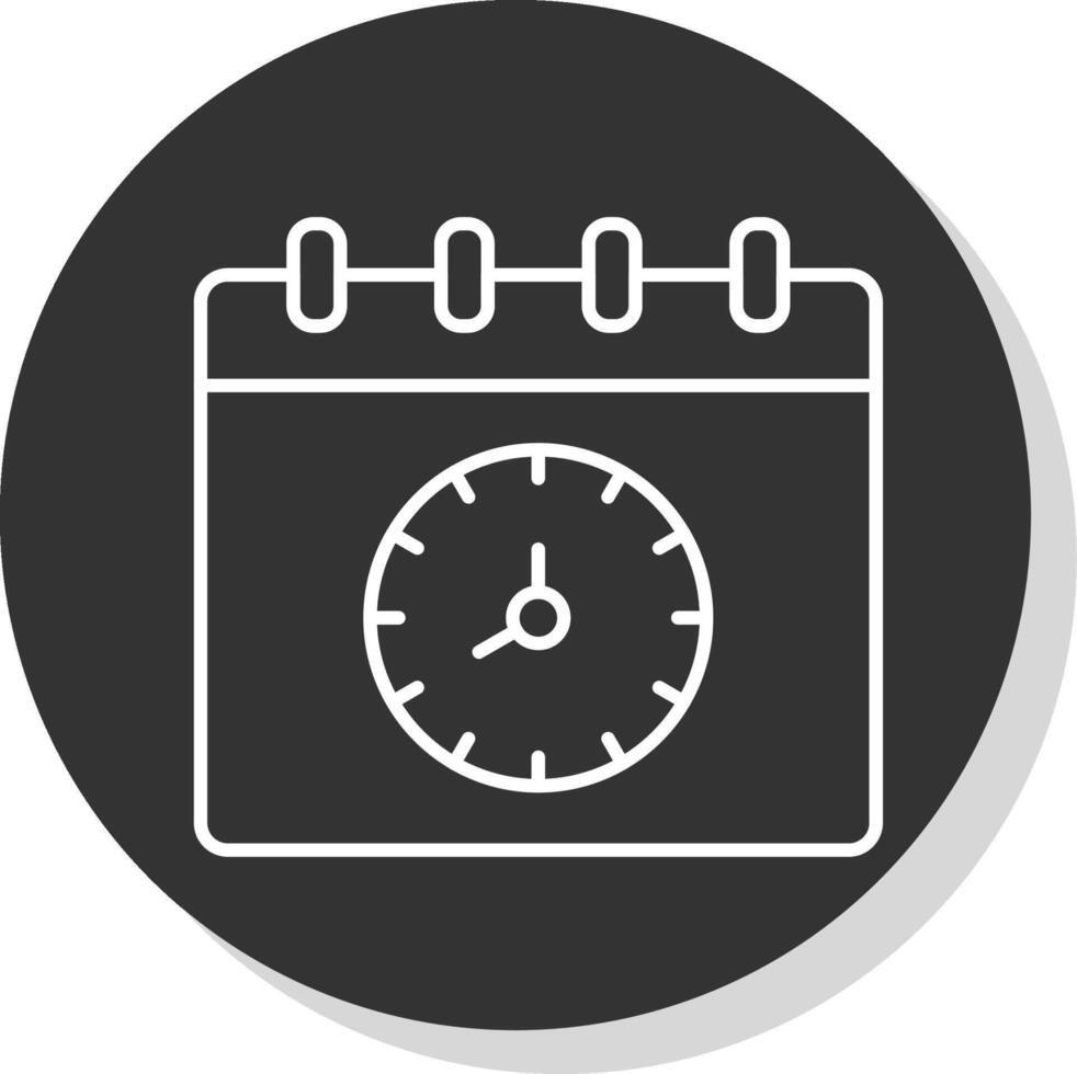 hora y fecha línea gris circulo icono vector