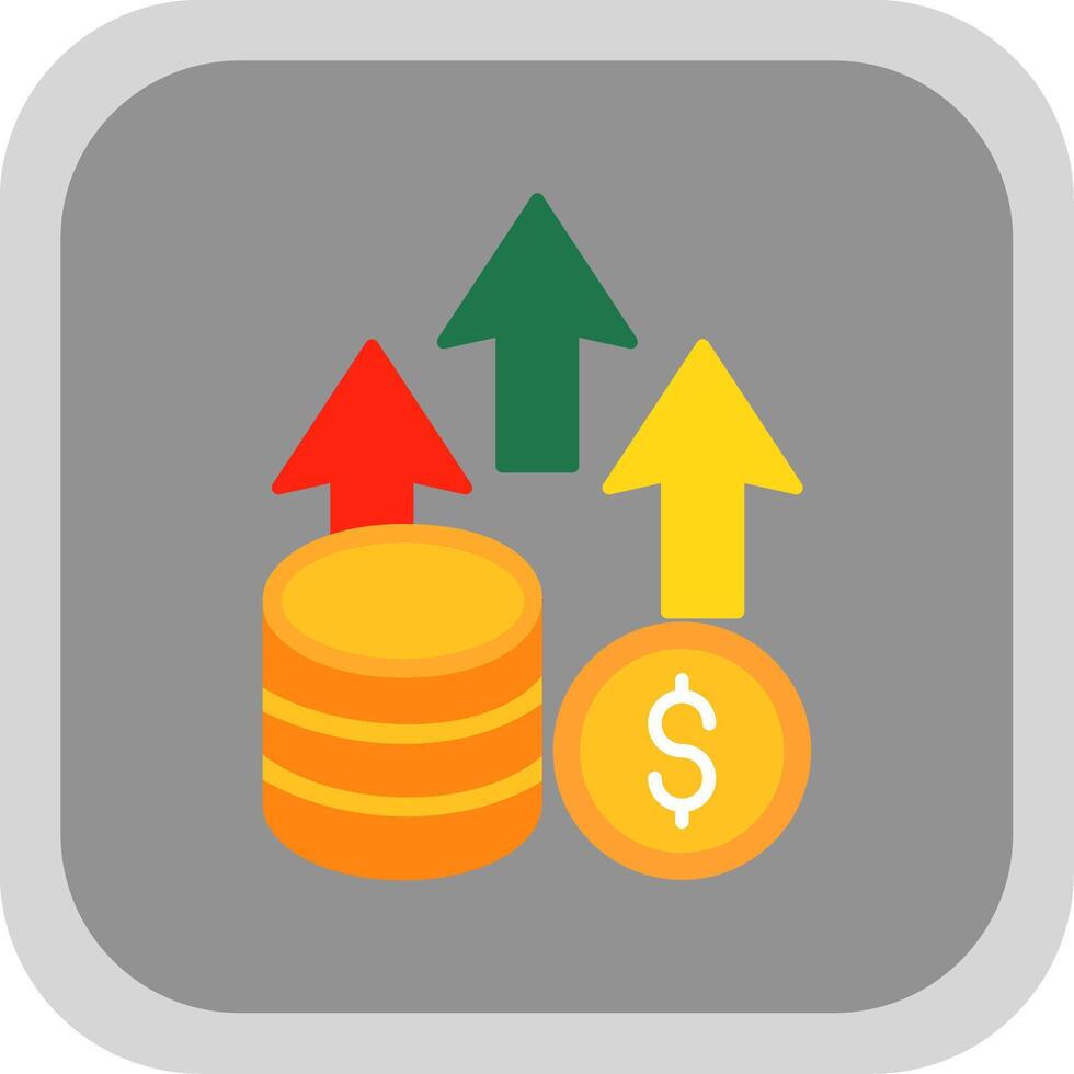 Money profit Flat Round Corner Icon vector