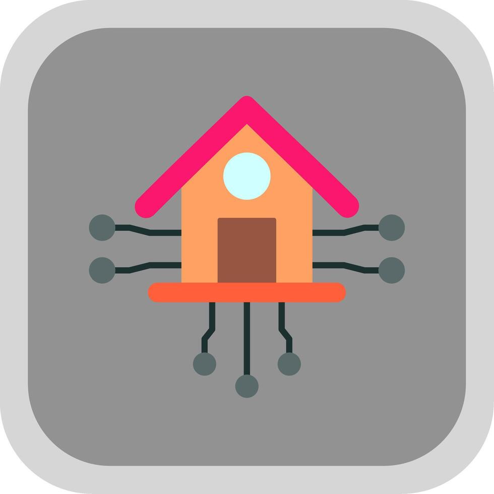 Smart Home Flat Round Corner Icon vector