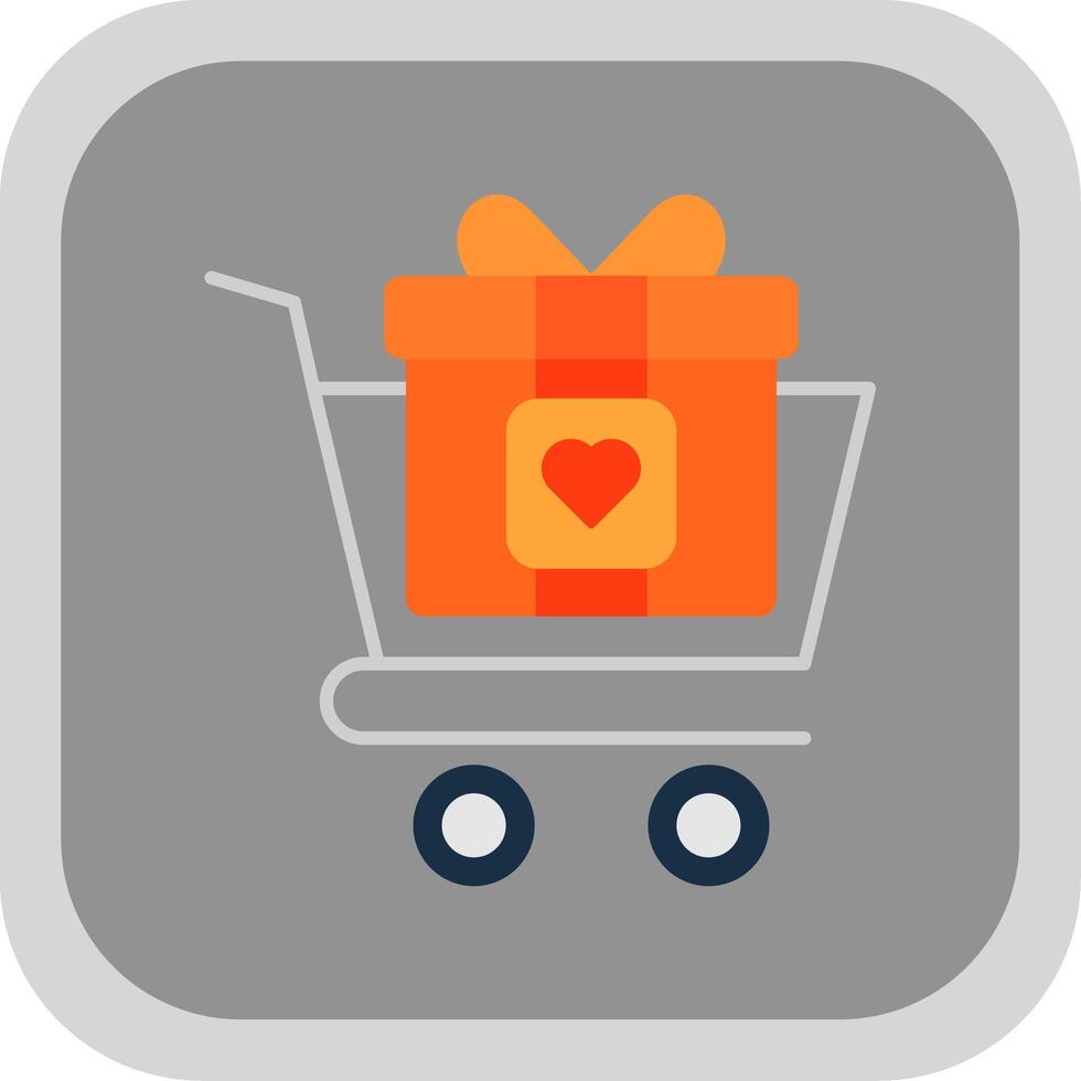 Shopping Cart Flat Round Corner Icon vector