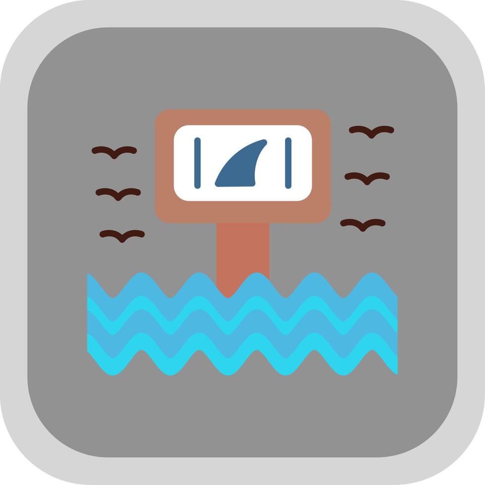 Warning Sign Flat Round Corner Icon vector