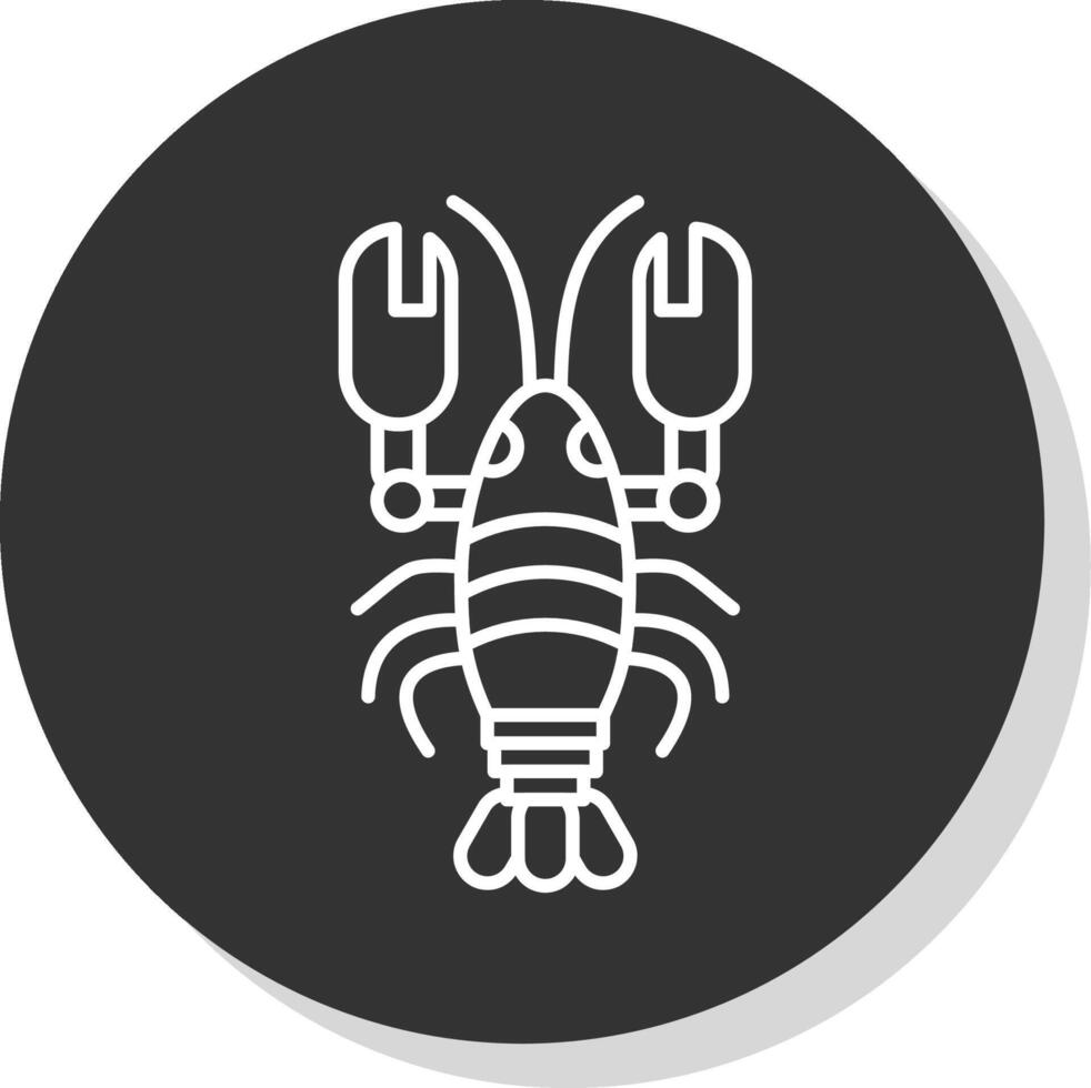 Lobster Line Grey Circle Icon vector