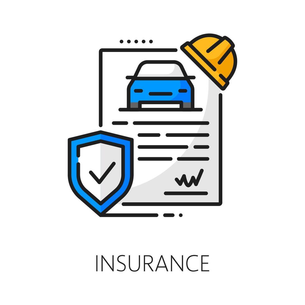 Auto dealer, car insurance company thin line icon vector