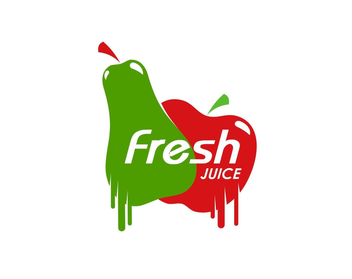 Fresco Pera manzana jugo icono, Fruta bebida etiqueta vector