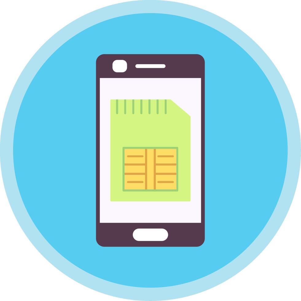 Phone Sim Card Flat Multi Circle Icon vector