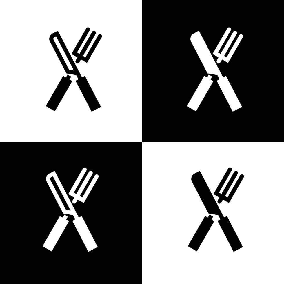 Fork and knife icon . Restaurant symbol. line with editable stroke vector