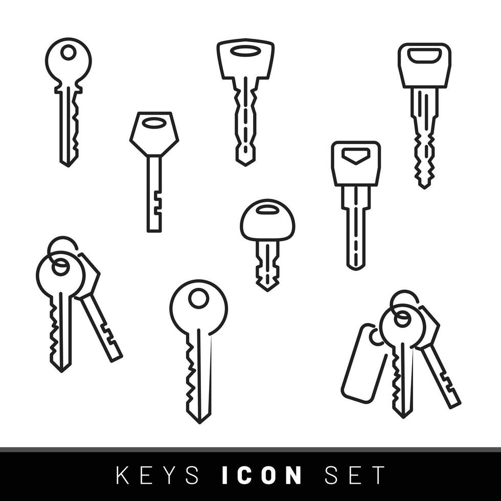 Keys Icon Set. line with editable stroke. logo design vector