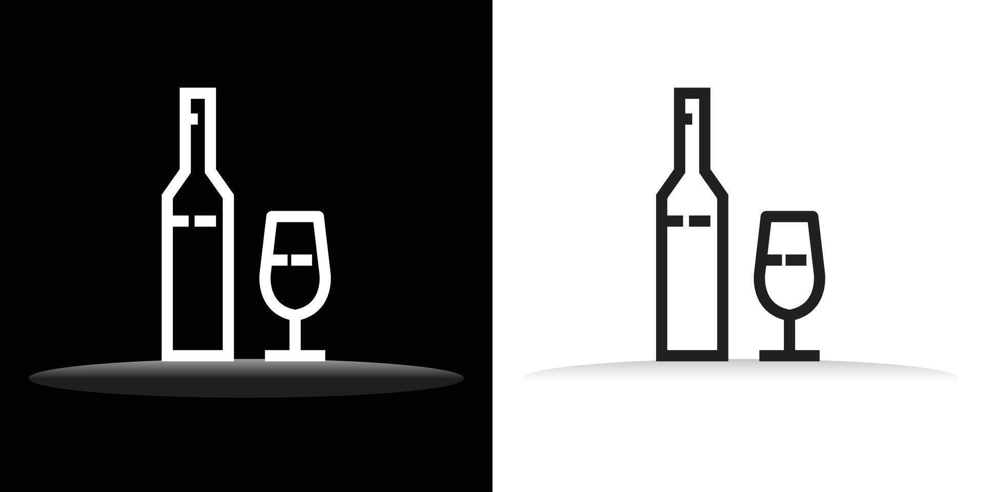 vino botella con vino vaso icono. línea con editable carrera logo vector