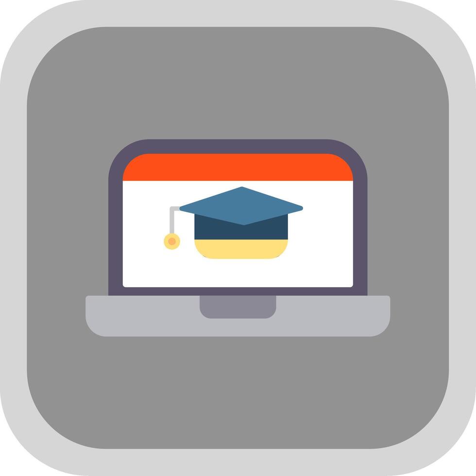 Online Learning Flat Round Corner Icon vector