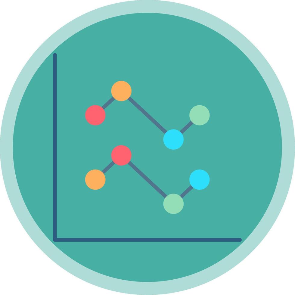 Line Chart Flat Multi Circle Icon vector