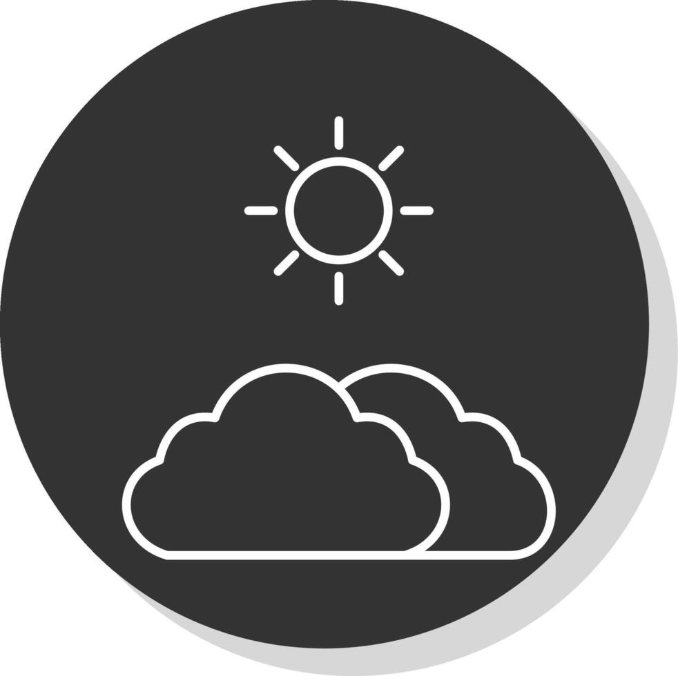 Clouds And Sun Line Grey Circle Icon vector